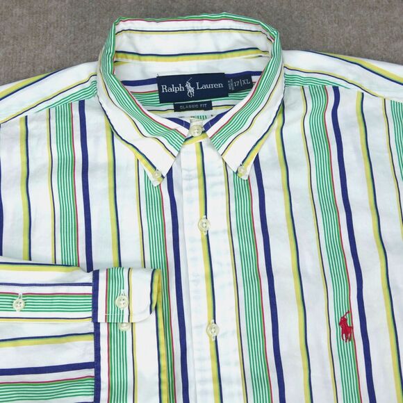 Vintage Polo Ralph Lauren Shirt Mens XL Classic Fit Button Down Up Striped Y2K - Picture 1 of 14